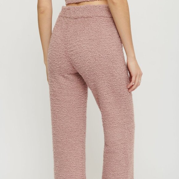 NWT Dynamite Plush Loungewear Pants Mauve/Dusty Rose - Picture 2 of 7